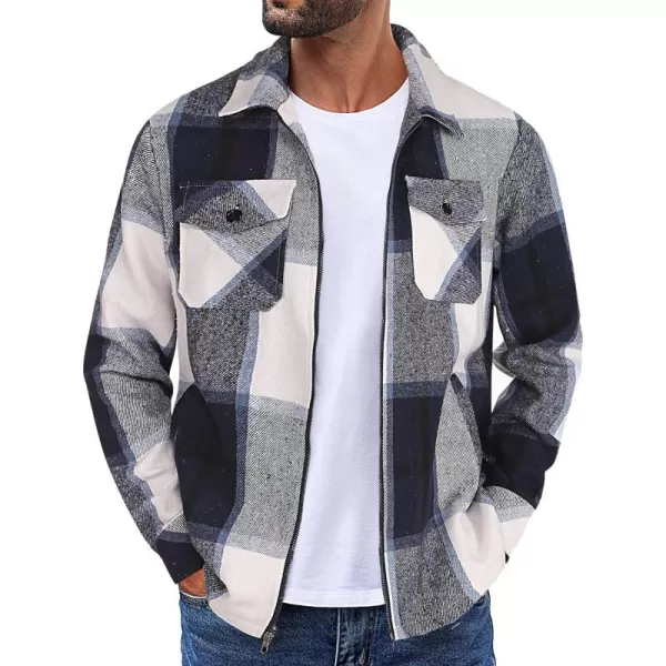 COOFANDY Men Flannel Jackets Full Zip Up Plaid Shirt Shackets Cotton Lightweight Jackets Casual Stylish Fall Jackets 2024