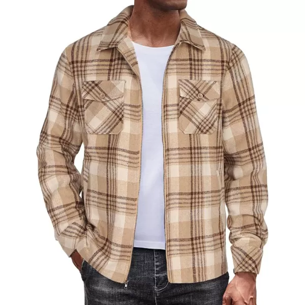 COOFANDY Men Flannel Jackets Full Zip Up Plaid Shirt Shackets Cotton Lightweight Jackets Casual Stylish Fall Jackets 2024