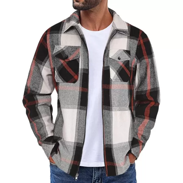 COOFANDY Men Flannel Jackets Full Zip Up Plaid Shirt Shackets Cotton Lightweight Jackets Casual Stylish Fall Jackets 2024