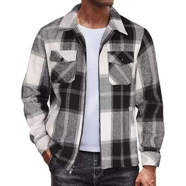 COOFANDY Men Flannel Jackets Full Zip Up Plaid Shirt Shackets Cotton Lightweight Jackets Casual Stylish Fall Jackets 2024