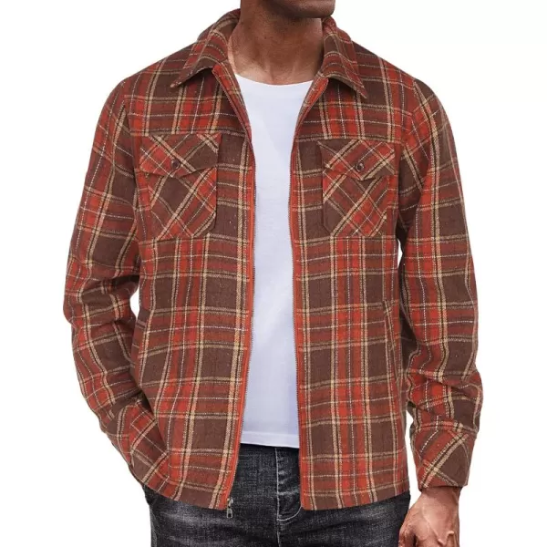 COOFANDY Men Flannel Jackets Full Zip Up Plaid Shirt Shackets Cotton Lightweight Jackets Casual Stylish Fall Jackets 2024