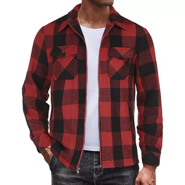 COOFANDY Men Flannel Jackets Full Zip Up Plaid Shirt Shackets Cotton Lightweight Jackets Casual Stylish Fall Jackets 2024