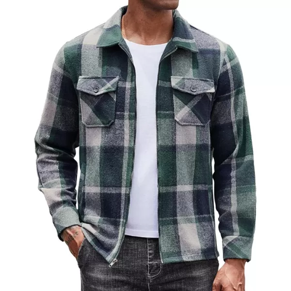 COOFANDY Men Flannel Jackets Full Zip Up Plaid Shirt Shackets Cotton Lightweight Jackets Casual Stylish Fall Jackets 2024