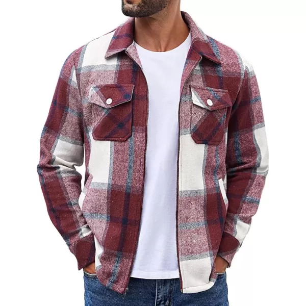 COOFANDY Men Flannel Jackets Full Zip Up Plaid Shirt Shackets Cotton Lightweight Jackets Casual Stylish Fall Jackets 2024