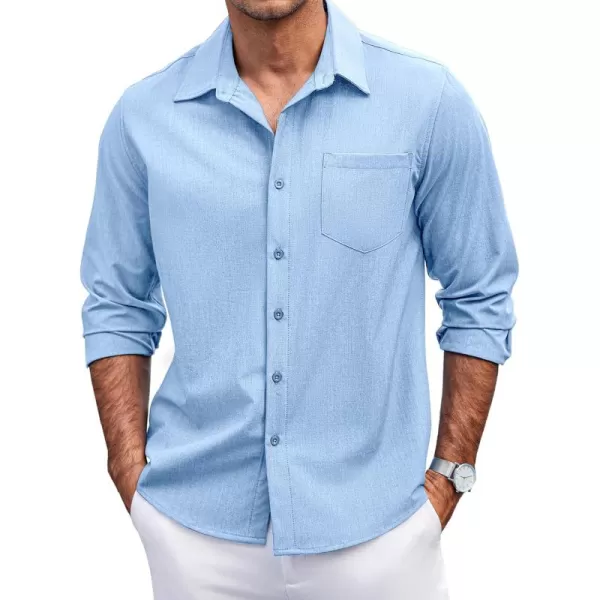 COOFANDY Men's Casual Button Down Shirts Long Sleeve Untucked Shirts Regular Fit Linen Shirt