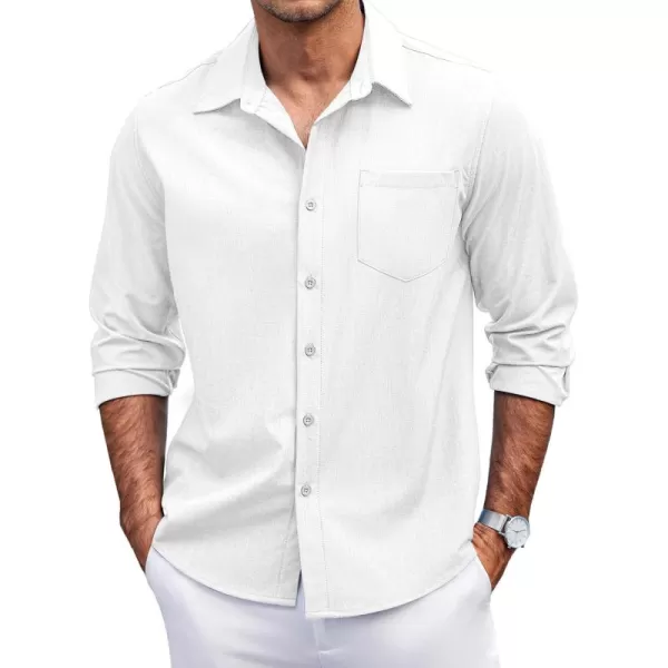 COOFANDY Men's Casual Button Down Shirts Long Sleeve Untucked Shirts Regular Fit Linen Shirt