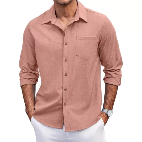 COOFANDY Men's Casual Button Down Shirts Long Sleeve Untucked Shirts Regular Fit Linen Shirt
