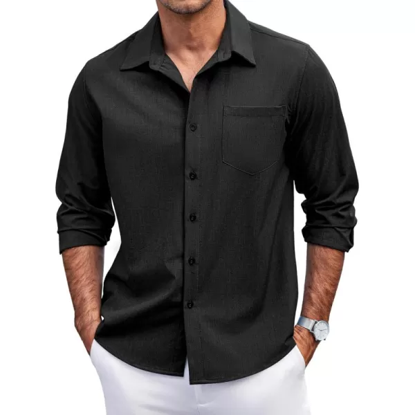 COOFANDY Men's Casual Button Down Shirts Long Sleeve Untucked Shirts Regular Fit Linen Shirt