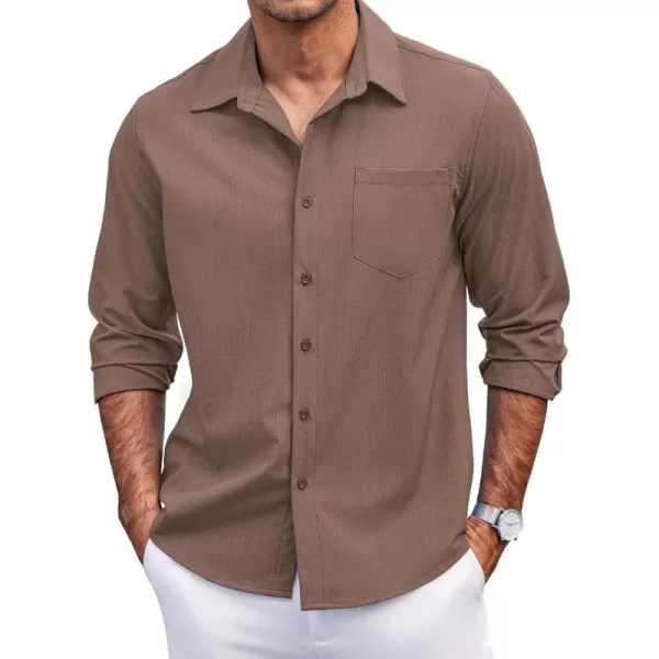 COOFANDY Men's Casual Button Down Shirts Long Sleeve Untucked Shirts Regular Fit Linen Shirt