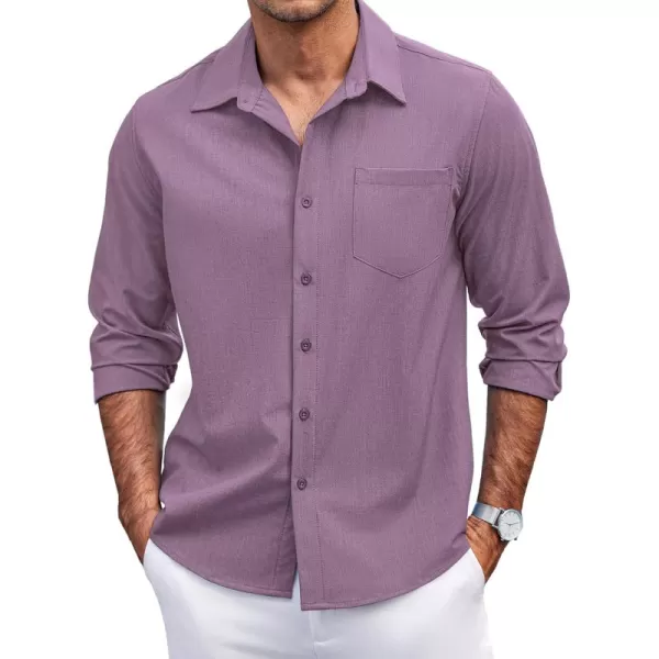 COOFANDY Men's Casual Button Down Shirts Long Sleeve Untucked Shirts Regular Fit Linen Shirt