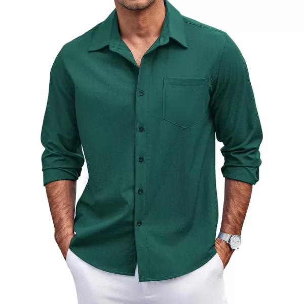 COOFANDY Men's Casual Button Down Shirts Long Sleeve Untucked Shirts Regular Fit Linen Shirt