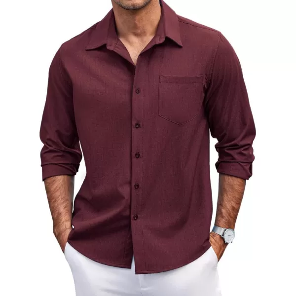 COOFANDY Men's Casual Button Down Shirts Long Sleeve Untucked Shirts Regular Fit Linen Shirt