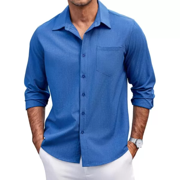 COOFANDY Men's Casual Button Down Shirts Long Sleeve Untucked Shirts Regular Fit Linen Shirt