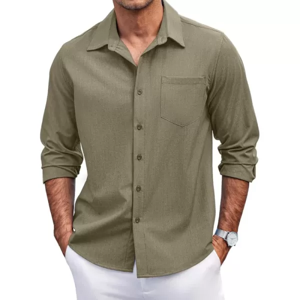 COOFANDY Men's Casual Button Down Shirts Long Sleeve Untucked Shirts Regular Fit Linen Shirt