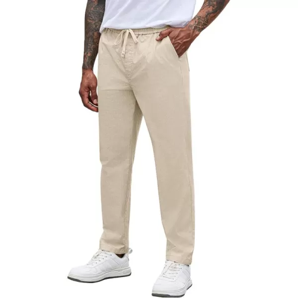 COOFANDY Mens Casual Pants Elastic Waist Drawstring Chino Pants Tapered Cotton Twill Trousers with Pockets