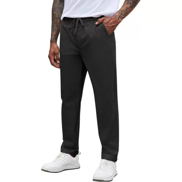 COOFANDY Mens Casual Pants Elastic Waist Drawstring Chino Pants Tapered Cotton Twill Trousers with Pockets