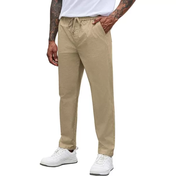 COOFANDY Mens Casual Pants Elastic Waist Drawstring Chino Pants Tapered Cotton Twill Trousers with Pockets