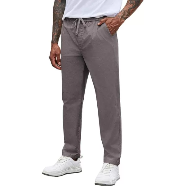 COOFANDY Mens Casual Pants Elastic Waist Drawstring Chino Pants Tapered Cotton Twill Trousers with Pockets