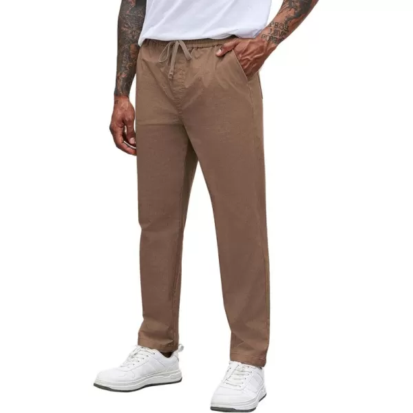 COOFANDY Mens Casual Pants Elastic Waist Drawstring Chino Pants Tapered Cotton Twill Trousers with Pockets