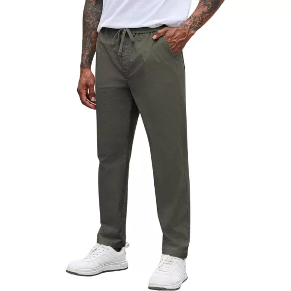 COOFANDY Mens Casual Pants Elastic Waist Drawstring Chino Pants Tapered Cotton Twill Trousers with Pockets