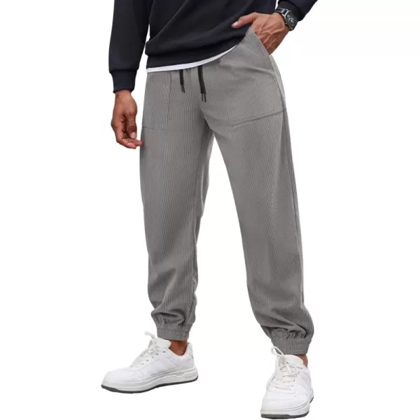 COOFANDY Men's Corduroy Pants Drawstring Elastic Waist Casual Tapered Trousers Fashion Streetwear Joggers with Pockets