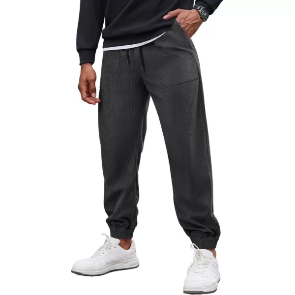 COOFANDY Men's Corduroy Pants Drawstring Elastic Waist Casual Tapered Trousers Fashion Streetwear Joggers with Pockets