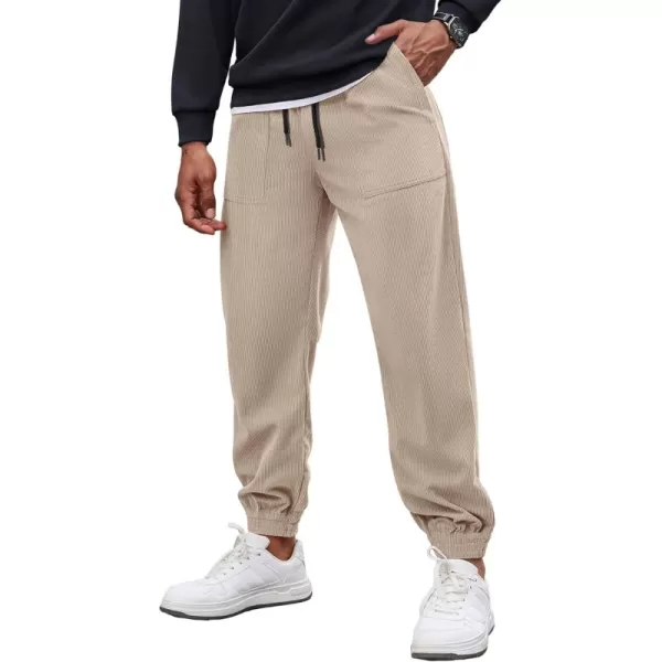 COOFANDY Men's Corduroy Pants Drawstring Elastic Waist Casual Tapered Trousers Fashion Streetwear Joggers with Pockets