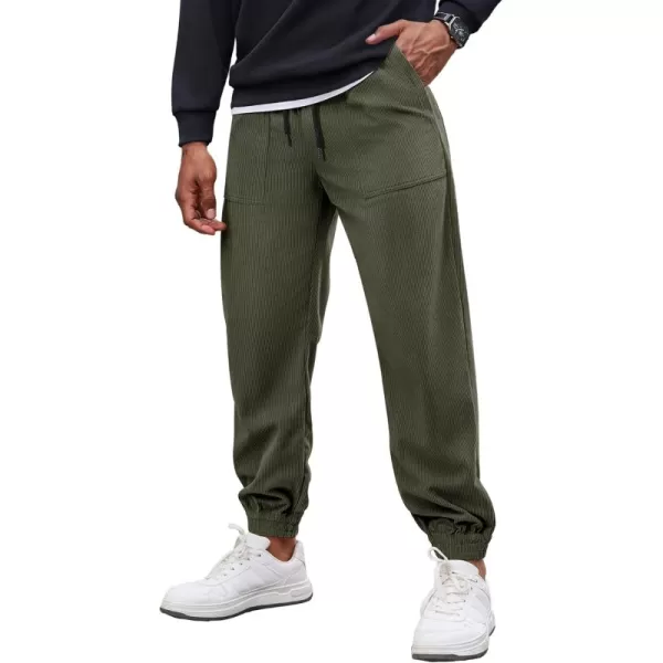 COOFANDY Men's Corduroy Pants Drawstring Elastic Waist Casual Tapered Trousers Fashion Streetwear Joggers with Pockets