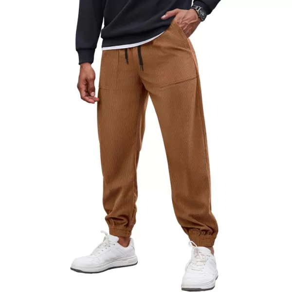 COOFANDY Men's Corduroy Pants Drawstring Elastic Waist Casual Tapered Trousers Fashion Streetwear Joggers with Pockets