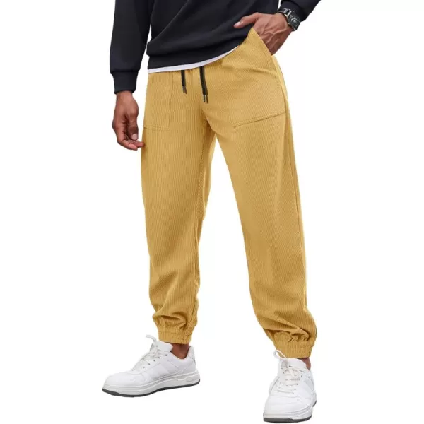 COOFANDY Men's Corduroy Pants Drawstring Elastic Waist Casual Tapered Trousers Fashion Streetwear Joggers with Pockets