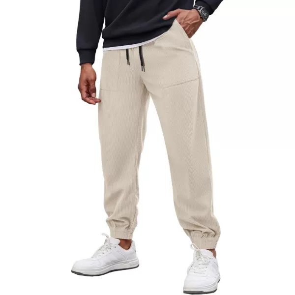 COOFANDY Men's Corduroy Pants Drawstring Elastic Waist Casual Tapered Trousers Fashion Streetwear Joggers with Pockets