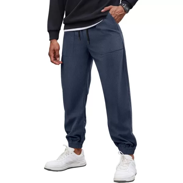 COOFANDY Men's Corduroy Pants Drawstring Elastic Waist Casual Tapered Trousers Fashion Streetwear Joggers with Pockets