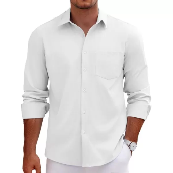 COOFANDY Men's Long Sleeve Button Down Linen Shirt Casual Dress Shirt Untucked Chambray Shirts with Pocket