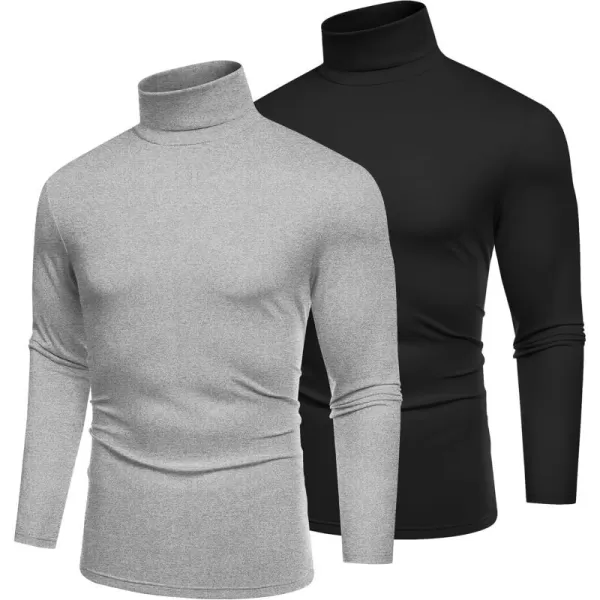 COOFANDY Men's Slim Fit Basic Turtleneck T-Shirt Long Sleeve Solid T Shirts Casual Knit Pullover Thermal Tops)
