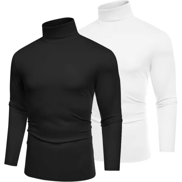 COOFANDY Men's Slim Fit Basic Turtleneck T-Shirt Long Sleeve Solid T Shirts Casual Knit Pullover Thermal Tops)