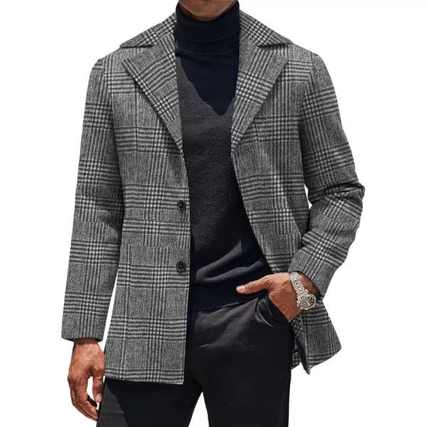 COOFANDY Mens Trench Coat Notched Collar Single Breasted Peacoat Winter Overcoat With Pockets