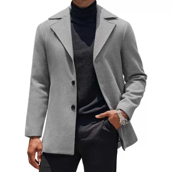 COOFANDY Mens Trench Coat Notched Collar Single Breasted Peacoat Winter Overcoat With Pockets