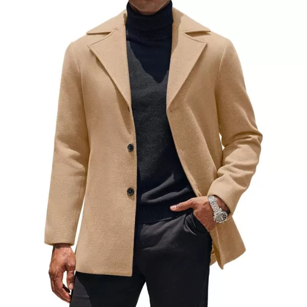 COOFANDY Mens Trench Coat Notched Collar Single Breasted Peacoat Winter Overcoat With Pockets