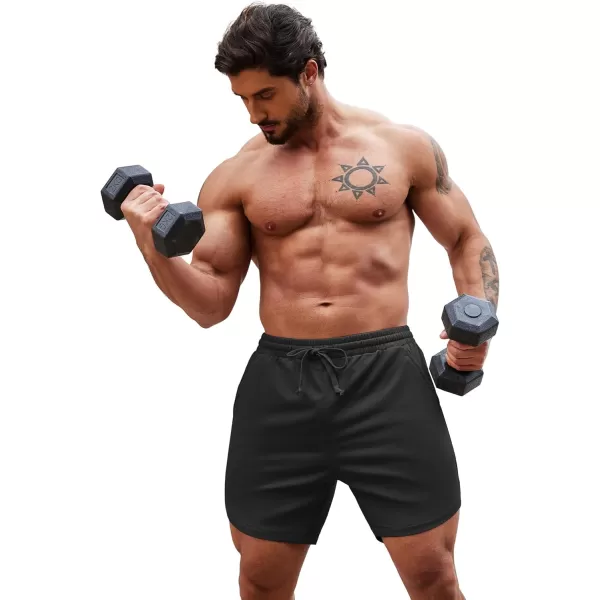 COOFANDY Mens 2 Pack Gym Workout Shorts Muscle Fit Lightweight Training Pants Bodybuilding Sports Jogger with Pockets
