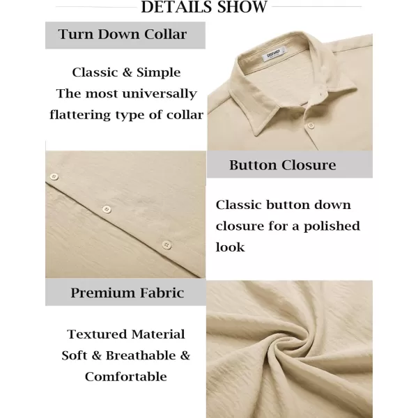 COOFANDY Men's Casual Button Down Shirt Short Sleeve Summer Beach Vacation Shirts Textured Untucked Shirts