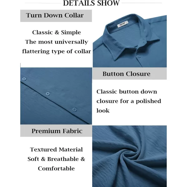 COOFANDY Men's Casual Button Down Shirt Short Sleeve Summer Beach Vacation Shirts Textured Untucked Shirts