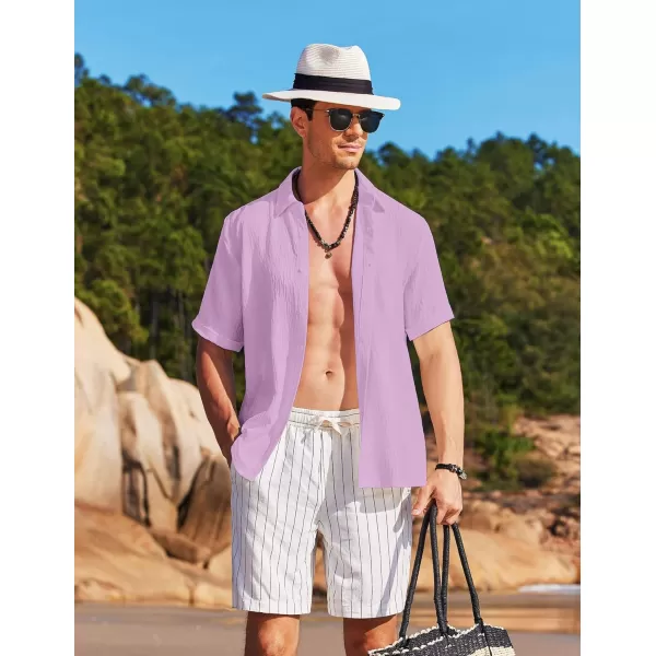 COOFANDY Men's Casual Button Down Shirt Short Sleeve Summer Beach Vacation Shirts Textured Untucked Shirts
