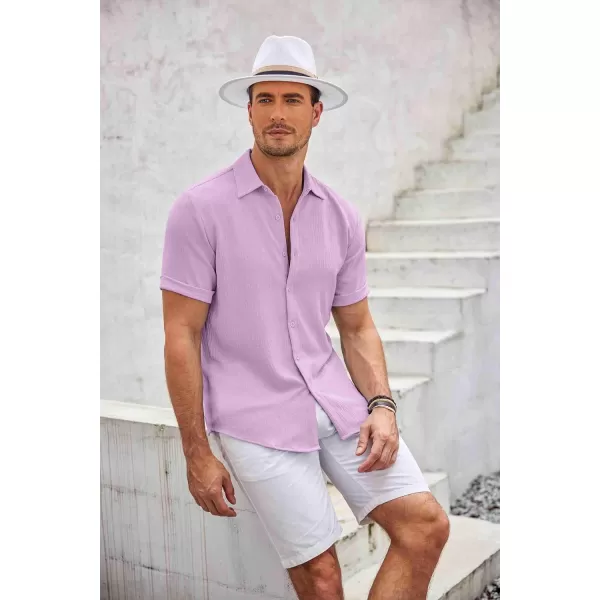 COOFANDY Men's Casual Button Down Shirt Short Sleeve Summer Beach Vacation Shirts Textured Untucked Shirts