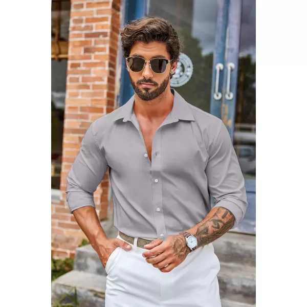 COOFANDY Mens Casual Button Down Shirts Long Sleeve Untucked Shirts for Men Stretch Dress Shirt
