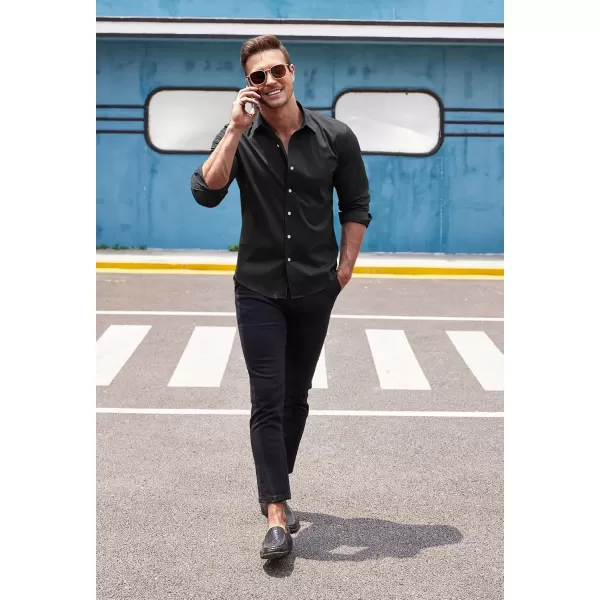 COOFANDY Mens Casual Button Down Shirts Long Sleeve Untucked Shirts for Men Stretch Dress Shirt