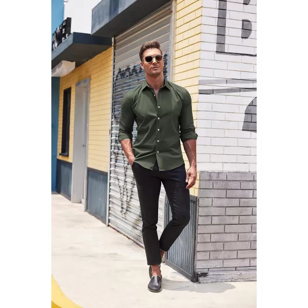 COOFANDY Mens Casual Button Down Shirts Long Sleeve Untucked Shirts for Men Stretch Dress Shirt