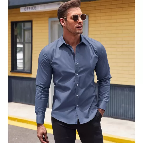COOFANDY Mens Casual Button Down Shirts Long Sleeve Untucked Shirts for Men Stretch Dress Shirt