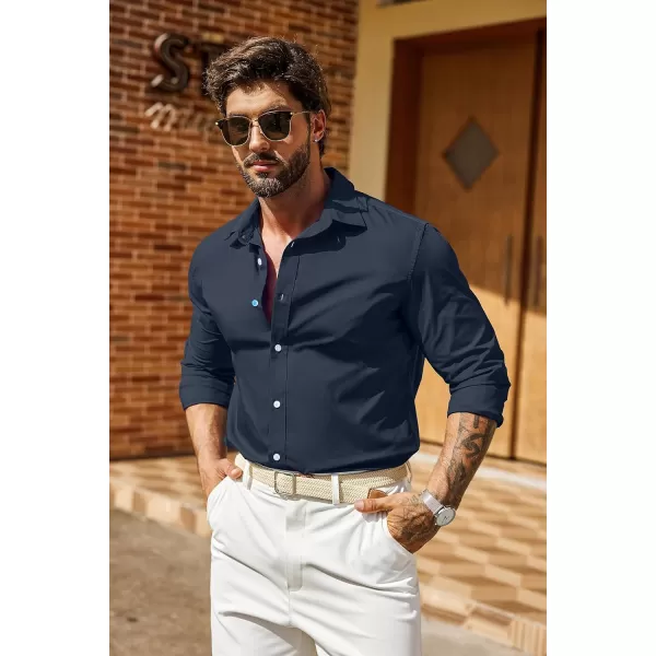 COOFANDY Mens Casual Button Down Shirts Long Sleeve Untucked Shirts for Men Stretch Dress Shirt