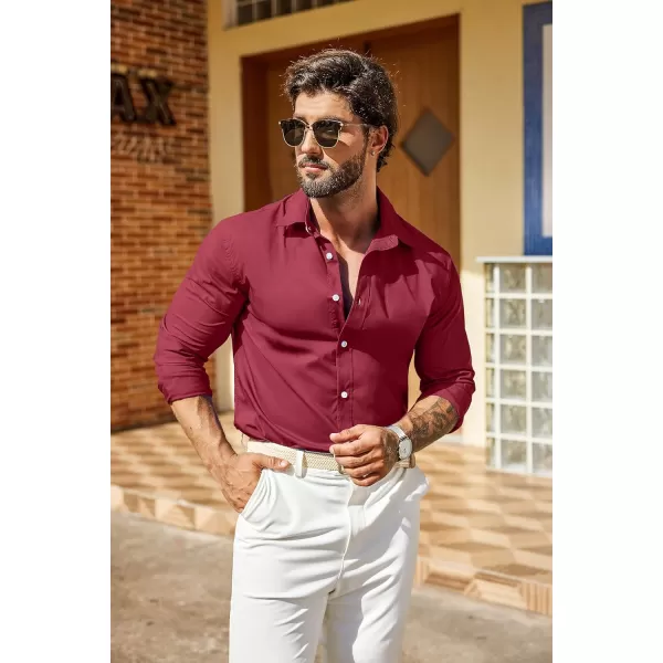 COOFANDY Mens Casual Button Down Shirts Long Sleeve Untucked Shirts for Men Stretch Dress Shirt