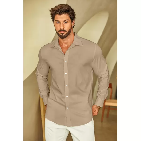 COOFANDY Mens Casual Button Down Shirts Long Sleeve Untucked Shirts for Men Stretch Dress Shirt